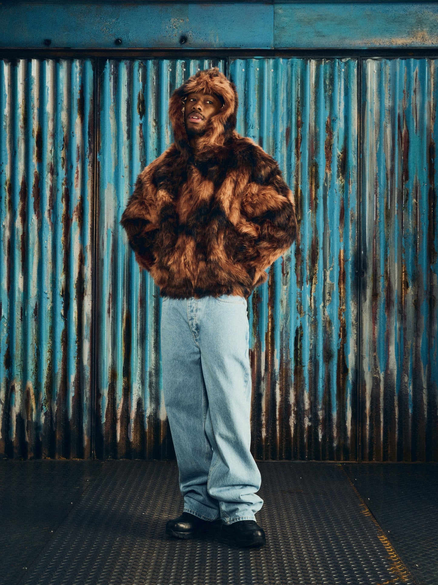 Corteiz DIAMOND HOODED FUR JACKET