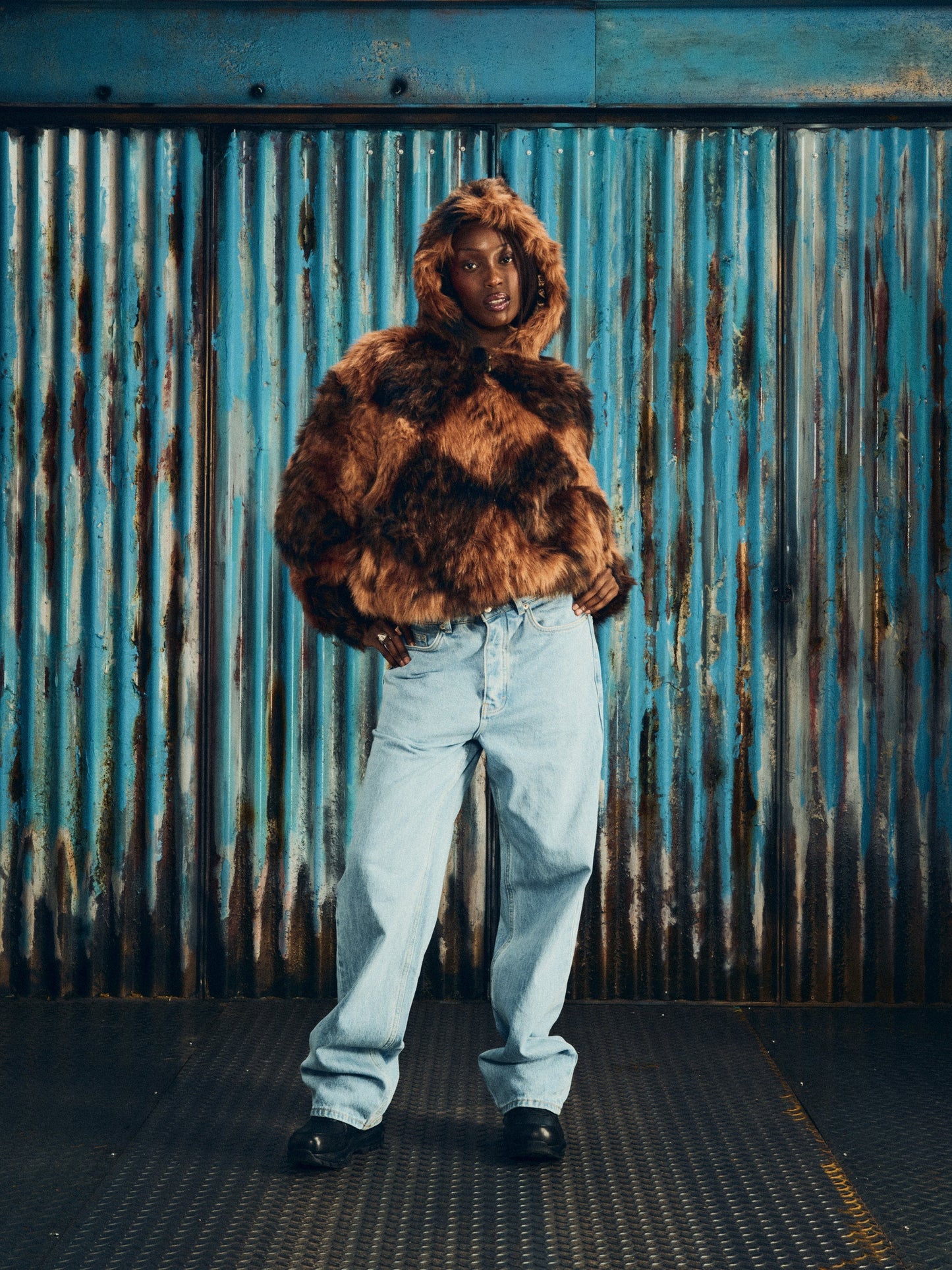 Corteiz DIAMOND HOODED FUR JACKET